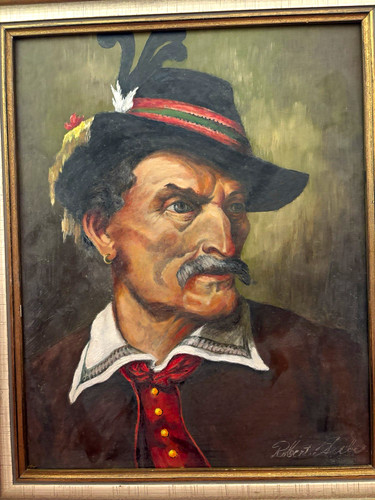Gemälde mann mit - mann, hut/