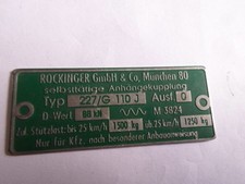 227/G Rockinger AHK Typenschild Schild Anhängekupplung Oldtimer LKW Unimog S99