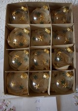 alter Christbaumschmuck Set 12  transparente Kugeln mit Sterne Lauscha 6 cm