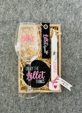 Lillet Glas Geschenkset Deko Kerze Handmade Halter Schlüsselanhänger Untersetzer