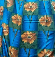 Vintage Stores Stoff Vorhang Blau Grün Große Sonnenblumen 60er