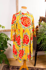 %SALE% Vintage orig 90er OILILY Kleid Samt gelb rot Blume Kinderkleid 140