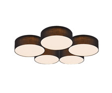 LUGANO LED Deckenleuchte 5-flammig Stoffschirme schwarz dimmbar 6300lm 3000K