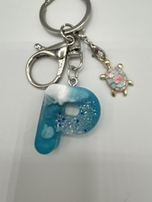 schlüsselanhänger Neu Buchstabe P Resin mit Kleiner Schildkröte 