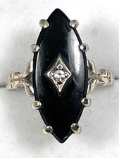 Art Deco Onyx Diamant Ring,  
