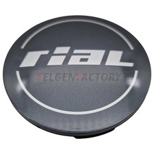 1X Rial Nabendeckel 64mm Graphit (N32) Logo Silber (RII) - Original Felgendec...