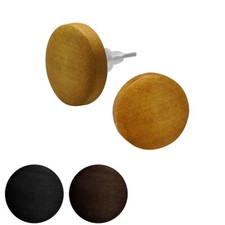 1 Paar Ohrstecker Ohrringe Holz Button Natur Holzschmuck braun beige schwarz 