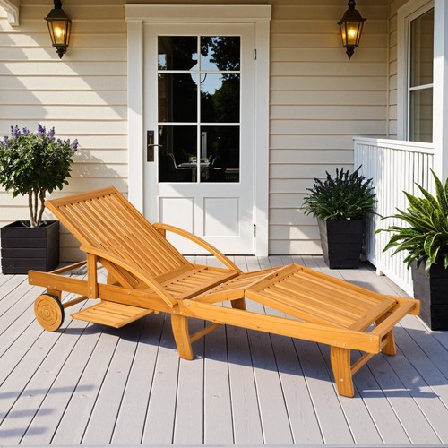Outsunny sonnenliege holz - outsunny,