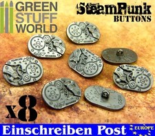 8x Oval Knöpfe Steampunk Stil