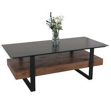 B-Ware Couchtisch MCW-L88, 43x120x60cm Marmor-Optik schwarz Holz dunkelbraun