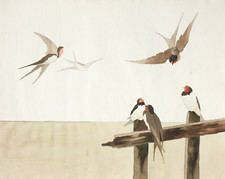 Landschaft mit Schwalben