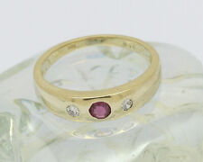 Bandring 14 kt 14k 585 er Gelb Gold Rubin Brillanten Brillant Diamant Ring RG 47