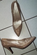 GLITZER Pumps GOLD Gr. 39 Abendschuhe High Heels KP 149 € Echtleder HEINE neu