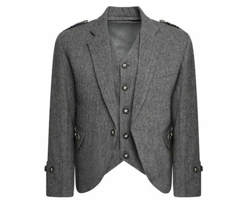 Graue tweed argyle kiltjacke - graue,