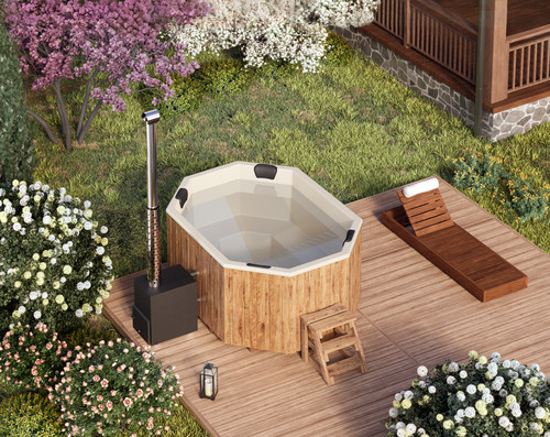 Hot tub mit außenofen - mit, gfk