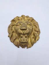 Massiver Löwenkopf aus Messing – 560 g – Ø10 cm – Vintage Deko – Antikgold