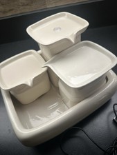 Katzen Trinkbrunnen aus Keramik, in Beige, Original von Miaustore, inkl. Pumpe