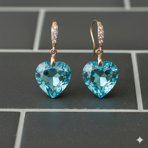 Aquamarin herz ohrring - aquamarin,