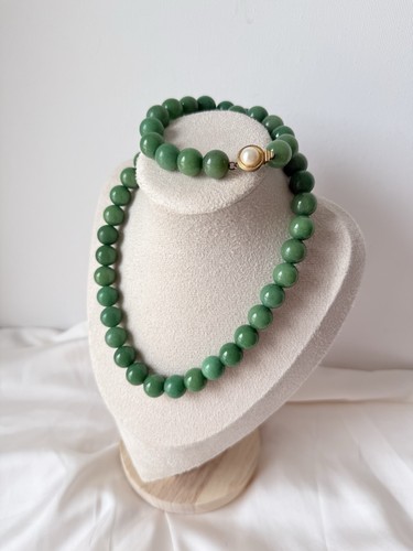 Vintage jade kette - kette, grün