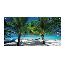 banjado Wandgarderobe Flur Echtglas 80x40cm Garderobe mit 5 Haken Strand Paneel