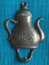 Messing Handtuchhaken Küche Vintage Wandhaken Handtuchhalter Teekanne 13cm 70er