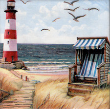 1 Deko Wandfliese Strandkorb