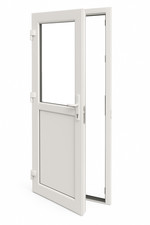 Nebeneingangstür Kunststoff halb Glas Garagentür Schuppentür innenöffnend weiß