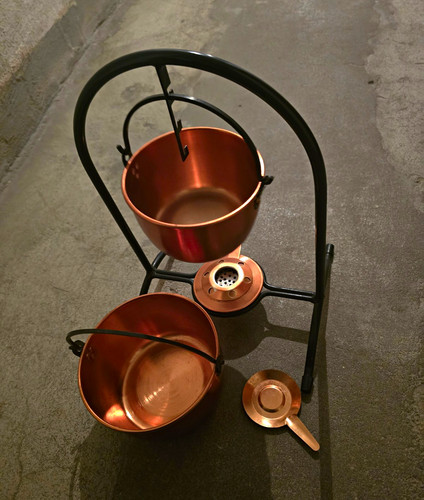 Kupfer fondue set - kupfer, aus