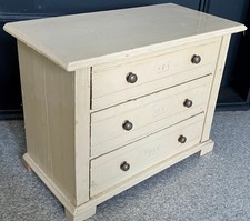 Alte kleine Holz Kommode Modellkommode Mini Schrank Beige Art Deco 1940