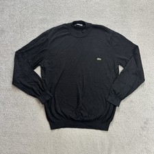 LACOSTE Herren Pullover Gr L Sweater Strickpullover Jumper Logo 3012 Schwarz
