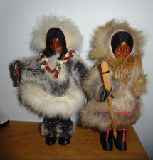 2 Eskimo Inuit Puppe Figuren