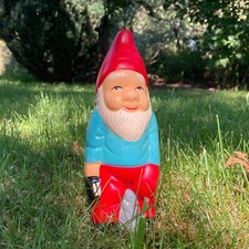 Gartenzwerg mit Roter Zipfelmütze und Laterne, ca. 19cm OVP Vintage Keramikzwerg