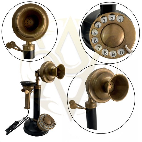 Antik messing stationstelefon - messing,