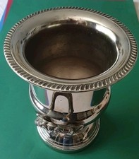 Vintage Silver Plated Twin Handles Champagne Chiller Ice Bucket Flower H26 D22