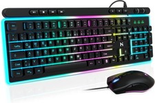 Gaming Tastatur und Maus Set, Regenbogen LED Hintergrundbeleuchtung, USB