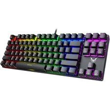Mechanische Tastatur kabelgebunden RGB hintergrundbeleuchtete blaue Schalter QWERTY TKL 80 % kompakt 