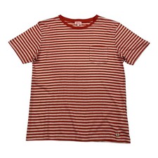 Armor Lux T-Shirt Herren Medium orange beige Baumwolle Leinen bretonische Streifen Tasche Tee