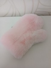 Pelz Massage  Handschuh Rosafarbe Rexkaninchen Optik IMITAT Streichel Neu
