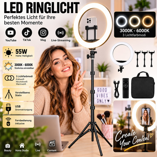 Led ringlicht 55w mit stativ - led,