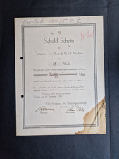 RR Schuldschein  Schützen-Gesellschaft (eV) Nerchau 50 RM 1933 Nerchau