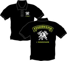Feuerwehrshirt Feuerwehr Poloshirt Polohemd FFW Berufsfeuerwehr Shirt Kragen 10