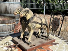 antikes Holzpferd Gespann handgearbeitet höhe ca 23 cm der Pferde auf Wagen