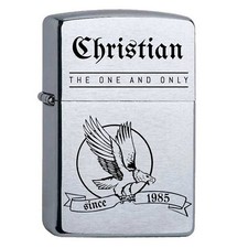 Zippo Feuerzeug mit Gravur als Geschenkidee - graviert mit Adler + Name + Jahr