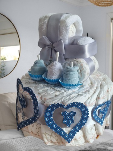 Windeltorte mini blau - windeltorte, für
