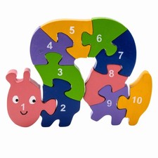 Holzpuzzle Raupe mit Zahlen