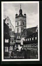 Ansichtskarte Darmstadt, Stadtkirche und Metallwarengeschäft Wilhelm Hublitz 