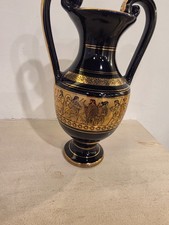Luxuriöse griechische Vase Nikofitos Keramik, handgefertigt, 24K Gold, 37 cm
