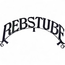 Gr. Schriftzug aus Schmiedeeisen "Rebstube" Handarbeit 116x52cm Weinstube Wein