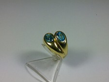 D39-17 / massiver Ring 18 K / 750 GG mit Blautopas  Gr. 55 sehr dekorativ