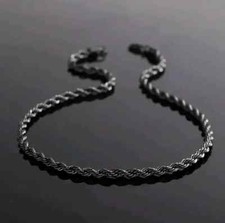 Halskette verdrehtes Seil Titanstahl schwarz 55 cm lang Herren - sehr modisch 